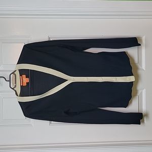 Men's black and beige cardigan sweater